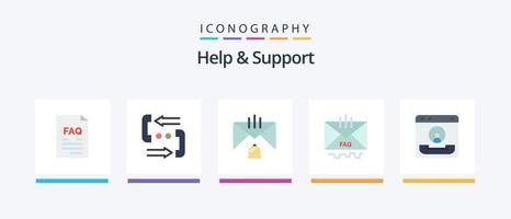 Socorro e Apoio, suporte plano 5 ícone pacote Incluindo e-mail. comunicação. ajuda. ajuda. contato. criativo ícones Projeto vetor