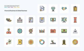 25 financeiro o negócio e global o negócio linha preenchidas estilo ícone pacote vetor