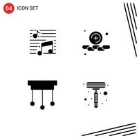 4 sólido glifo conceito para sites Móvel e apps música decorações música mais interior editável vetor Projeto elementos