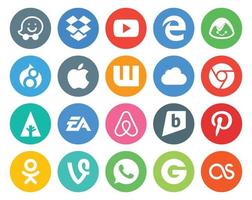 20 social meios de comunicação ícone pacote Incluindo pinterest ar bnb watpad Esportes eletrônicos artes vetor