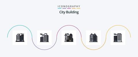 cidade construção linha preenchidas plano 5 ícone pacote Incluindo . prédio. construção vetor