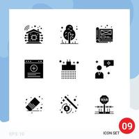 conjunto do 9 moderno ui ícones símbolos sinais para chuveiro banho criativo local na rede Internet navegador editável vetor Projeto elementos