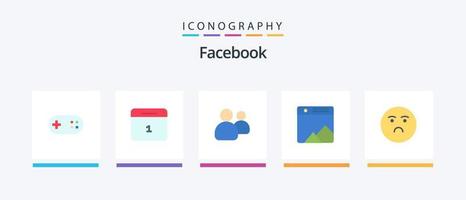 Facebook plano 5 ícone pacote Incluindo emoção. rede. amigos. galeria. imagem. criativo ícones Projeto vetor