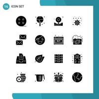 moderno conjunto do 16 sólido glifos e símbolos tal Como contato nos comunicação alerta configurações favorito editável vetor Projeto elementos