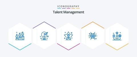talento gestão 25 azul ícone pacote Incluindo debate. conectar. marcação. mente. aluna vetor