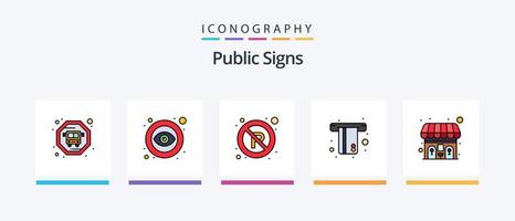 público sinais linha preenchidas 5 ícone pacote Incluindo aeroporto. parque. telefone. noite. cidade. criativo ícones Projeto vetor