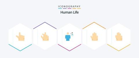 humano 25 plano ícone pacote Incluindo . . desempenho. mão. mão vetor