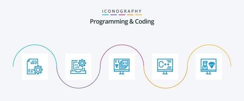 programação e codificação azul 5 ícone pacote Incluindo desenvolvimento. codificação. desenvolvimento. programação. desenvolve vetor