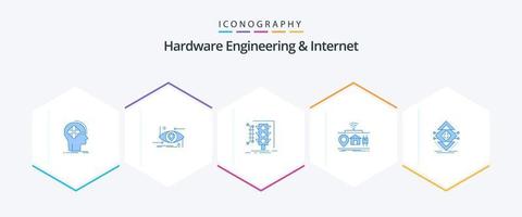 hardware Engenharia e Internet 25 azul ícone pacote Incluindo Internet. iot. Ciência. tráfego. monitoramento vetor