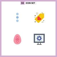 4 plano ícone conceito para sites Móvel e apps aplicativo decoração Preto coração ovo editável vetor Projeto elementos
