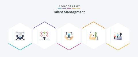 talento gestão 25 plano ícone pacote Incluindo treinamento. academia. do utilizador. seta. homem vetor
