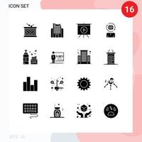 do utilizador interface pacote do 16 básico sólido glifos do loção cosméticos borda moderno global editável vetor Projeto elementos