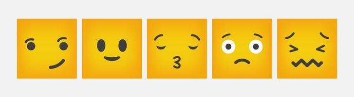 emoticon de reação design quadrado conjunto plano - vetor