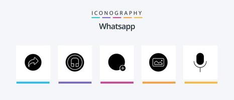 Whatsapp glifo 5 ícone pacote Incluindo microfone. ui. básico. básico. imagem. criativo ícones Projeto vetor