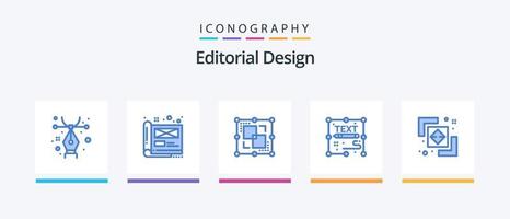 editorial Projeto azul 5 ícone pacote Incluindo diferença. página. dividir. documento. copywriting. criativo ícones Projeto vetor