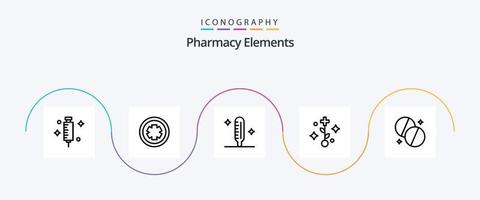 farmacia elementos linha 5 ícone pacote Incluindo cuidados de saúde . placa . termômetro. febre vetor