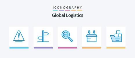 global logística azul 5 ícone pacote Incluindo logística. caixa. código. abrir. caixa. criativo ícones Projeto vetor