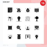 do utilizador interface pacote do 16 básico sólido glifos do plano Projeto Webcam azul poluição editável vetor Projeto elementos