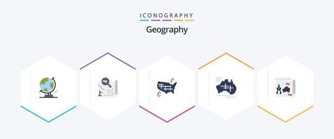 geo graficamente 25 plano ícone pacote Incluindo país. Austrália. mapa. América. Unidos vetor