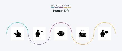 humano glifo 5 ícone pacote Incluindo humano. corpo. face. avatar. apresentação vetor