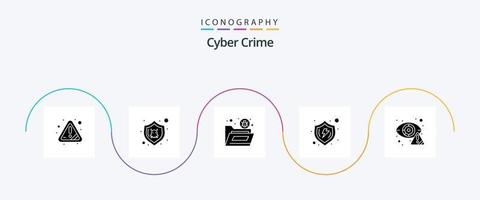 cyber crime glifo 5 ícone pacote Incluindo verificar. seguro. erro. seguro. vírus vetor