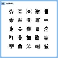 25 sólido glifo conceito para sites Móvel e apps armazenamento SD cartão mira feijão café editável vetor Projeto elementos