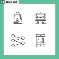 grupo do 4 moderno linha preenchida plano cores conjunto para saco Ciência compras Ciência analytics editável vetor Projeto elementos