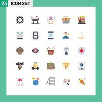 Móvel interface plano cor conjunto do 25 pictogramas do mercado material Cuidado construção saco editável vetor Projeto elementos
