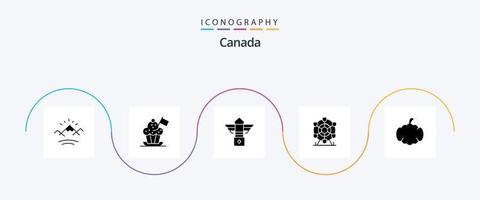 Canadá glifo 5 ícone pacote Incluindo frasco de alambique. roda. bandeira. parque. Canadá vetor