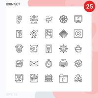 25 universal linhas conjunto para rede e Móvel formulários monitor Primavera pacote abundante flor editável vetor Projeto elementos