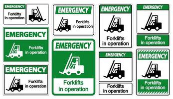 empilhadeiras de emergência em operação símbolo sinais isolados vetor