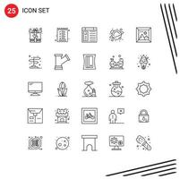 universal ícone símbolos grupo do 25 moderno linhas do foto espaço aplicativo Ciência física editável vetor Projeto elementos