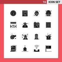 conjunto do 16 moderno ui ícones símbolos sinais para escola comer lótus jantar açúcar editável vetor Projeto elementos
