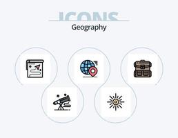 geo graficamente linha preenchidas ícone pacote 5 ícone Projeto. terra. globo. navegação. desastre. vulcão vetor