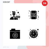 4 do utilizador interface sólido glifo pacote do moderno sinais e símbolos do âncora pasta notícia amor relógio editável vetor Projeto elementos