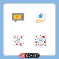 4 do utilizador interface plano ícone pacote do moderno sinais e símbolos do bate-papo gênero serviço energia Casamento amor editável vetor Projeto elementos