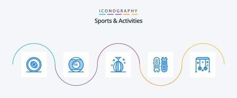 Esportes e Atividades azul 5 ícone pacote Incluindo Grilo bastão. Grilo. piscina. esporte. pequeno vetor