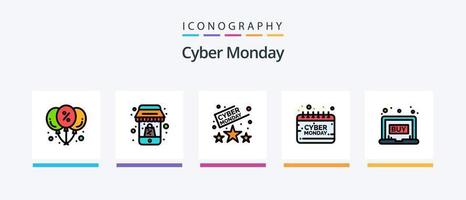 cyber Segunda-feira linha preenchidas 5 ícone pacote Incluindo compras. oferta. desconto. caixa. limitado. criativo ícones Projeto vetor