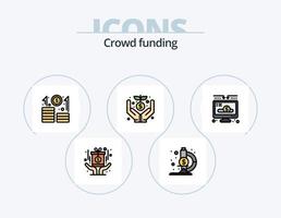 financiamento colaborativo linha preenchidas ícone pacote 5 ícone Projeto. Preto. crescimento. dinheiro. carreira. localização vetor