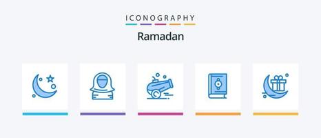 Ramadã azul 5 ícone pacote Incluindo Ramadã. muçulmano. golfo. islamismo. islamismo. criativo ícones Projeto vetor