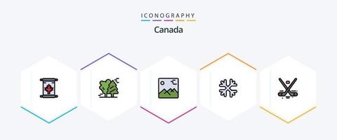 Canadá 25 linha preenchida ícone pacote Incluindo Canadá. inverno. Escandinávia. neve flocos. Canadá vetor