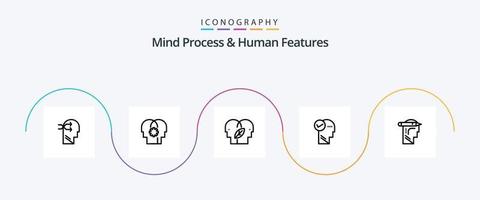 mente processo e humano características linha 5 ícone pacote Incluindo mente. eco mente. ao controle. eco. humano vetor