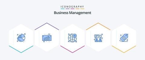 o negócio gestão 25 azul ícone pacote Incluindo marcação. gerenciamento. finança. negócios. bate-papo vetor