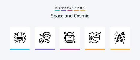 espaço linha 5 ícone pacote Incluindo . órbita. espaço. lua. sistema. criativo ícones Projeto vetor