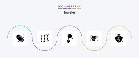jóias glifo 5 ícone pacote Incluindo nacklace. anel. joia. joia. joalheria vetor