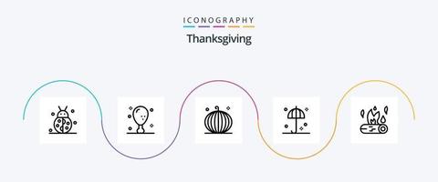 Ação de graças linha 5 ícone pacote Incluindo Ação de graças. proteção. perna. Ação de graças. outono vetor