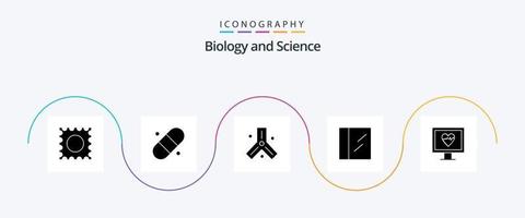 biologia glifo 5 ícone pacote Incluindo . Ciência. monitor vetor