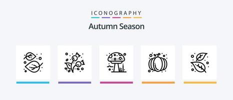 outono linha 5 ícone pacote Incluindo outono. folha. trigo. outono. natureza. criativo ícones Projeto vetor