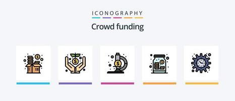 financiamento colaborativo linha preenchidas 5 ícone pacote Incluindo bancário. marco. dinheiro. investimento. achando meta. criativo ícones Projeto vetor