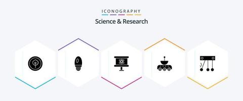 Ciência 25 glifo ícone pacote Incluindo espaço. movimento. Ciência. espaço. Ciência vetor